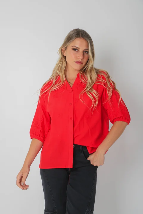 Blusa MAURA Broderie Bordada c/ Puño y Manga 3/4 GU0335
