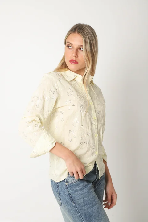 Camisa MISS Flores Bordadas y Lentejuelas GU5195