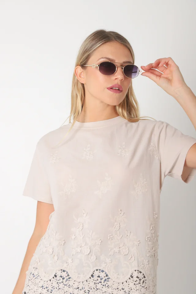 Blusa RECIFE  bordada con puntilla GU5166