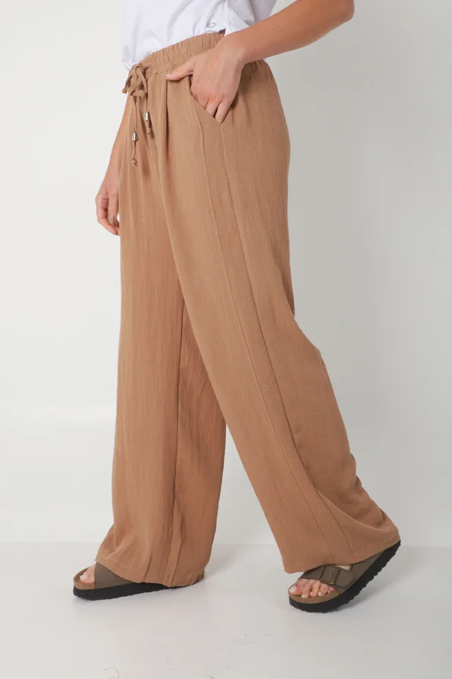 Pantalón MARE de Lino con  Tiras Bolsillos GU0332