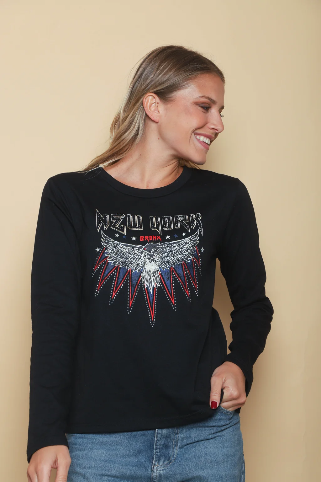 Remera NEW YORK c/strass GUK70035