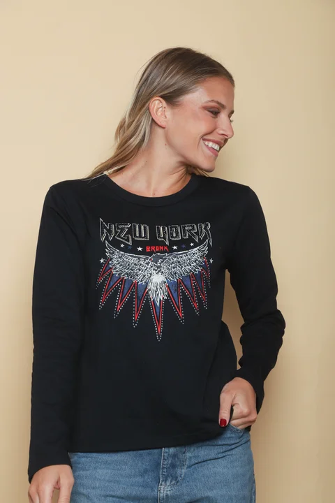 Remera NEW YORK c/strass GUK70035