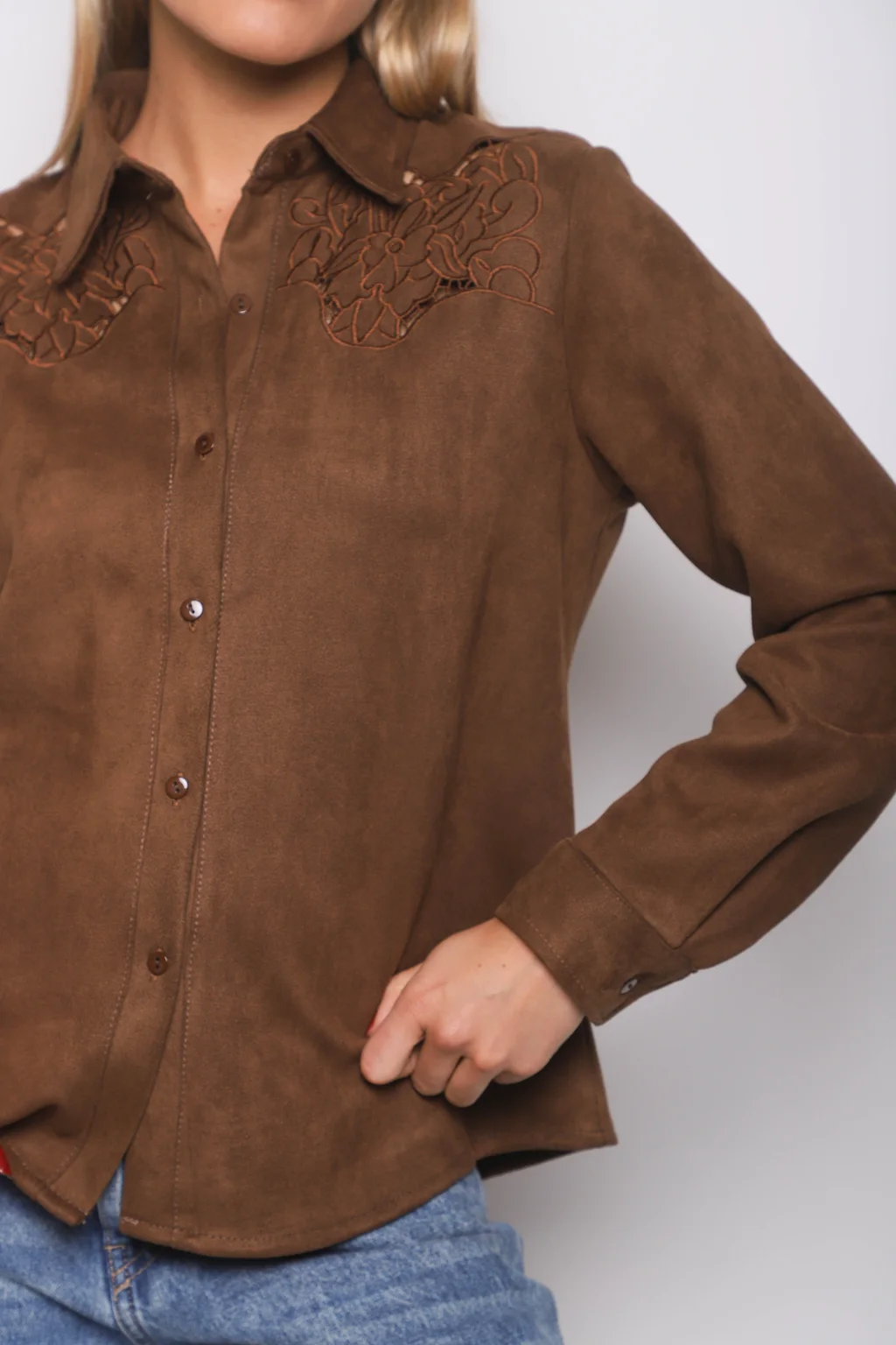 Camisa KARLSON Gamuza Con Calado GU70254
