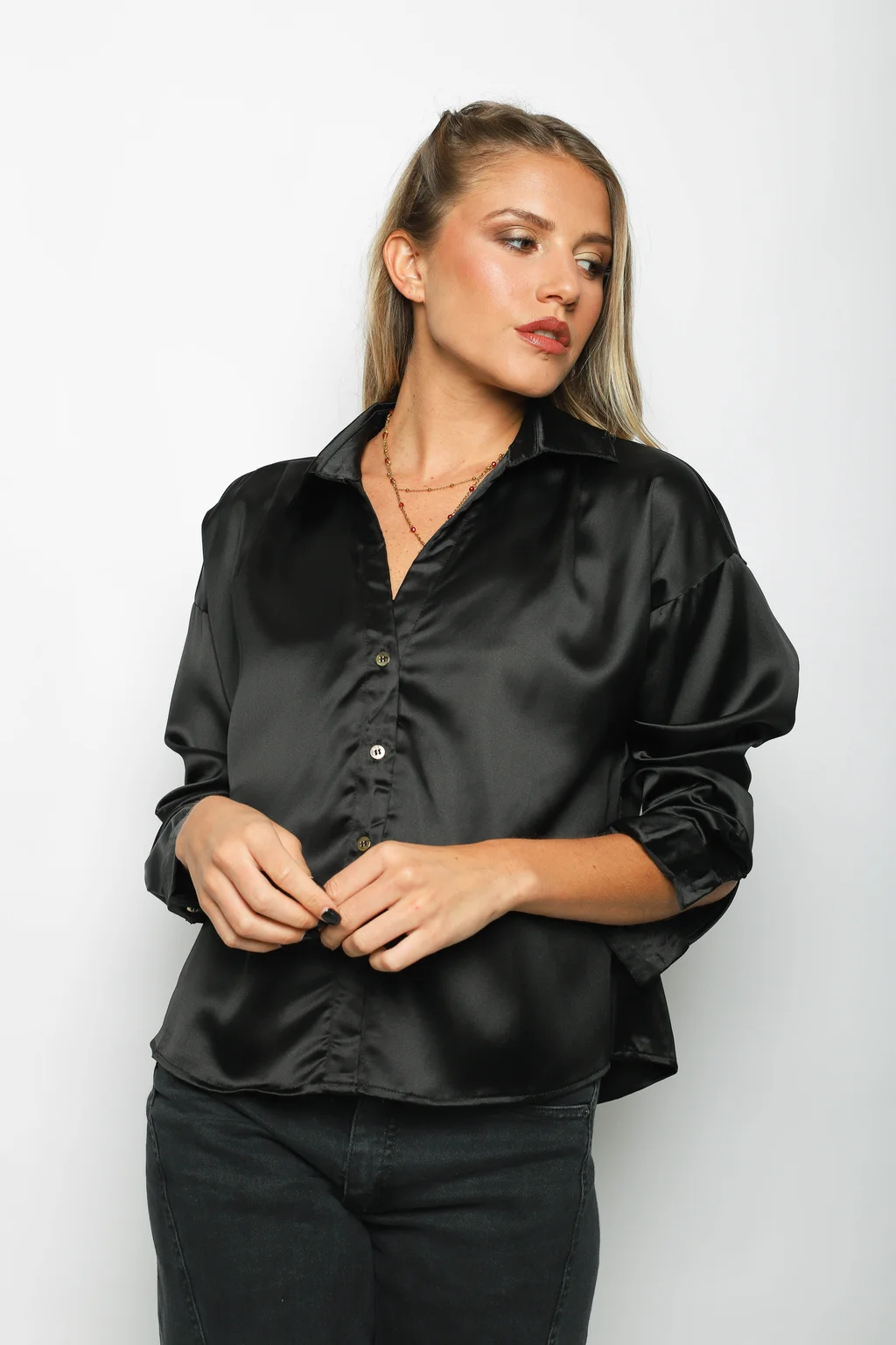 Camisa ZELENI Saten c/ Tiras para atar Atras GUK70282