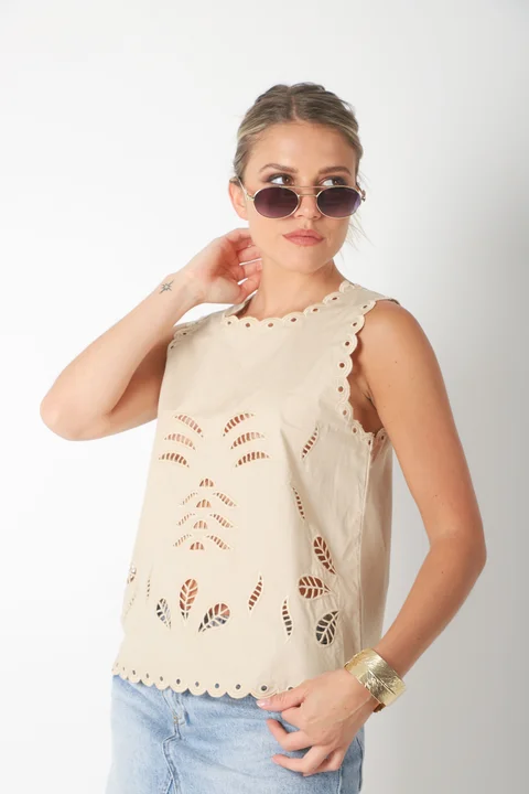 Musculosa MAJO Broderie c/bordado y calada GUK70149