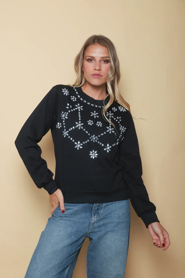 Buzo Boho Bordado con Piedras GUK4114