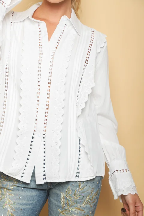 Camisa ABRIL Broderie c/volados GUK242