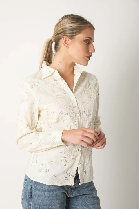 Camisa MISS Flores Bordadas y Lentejuelas GU5195