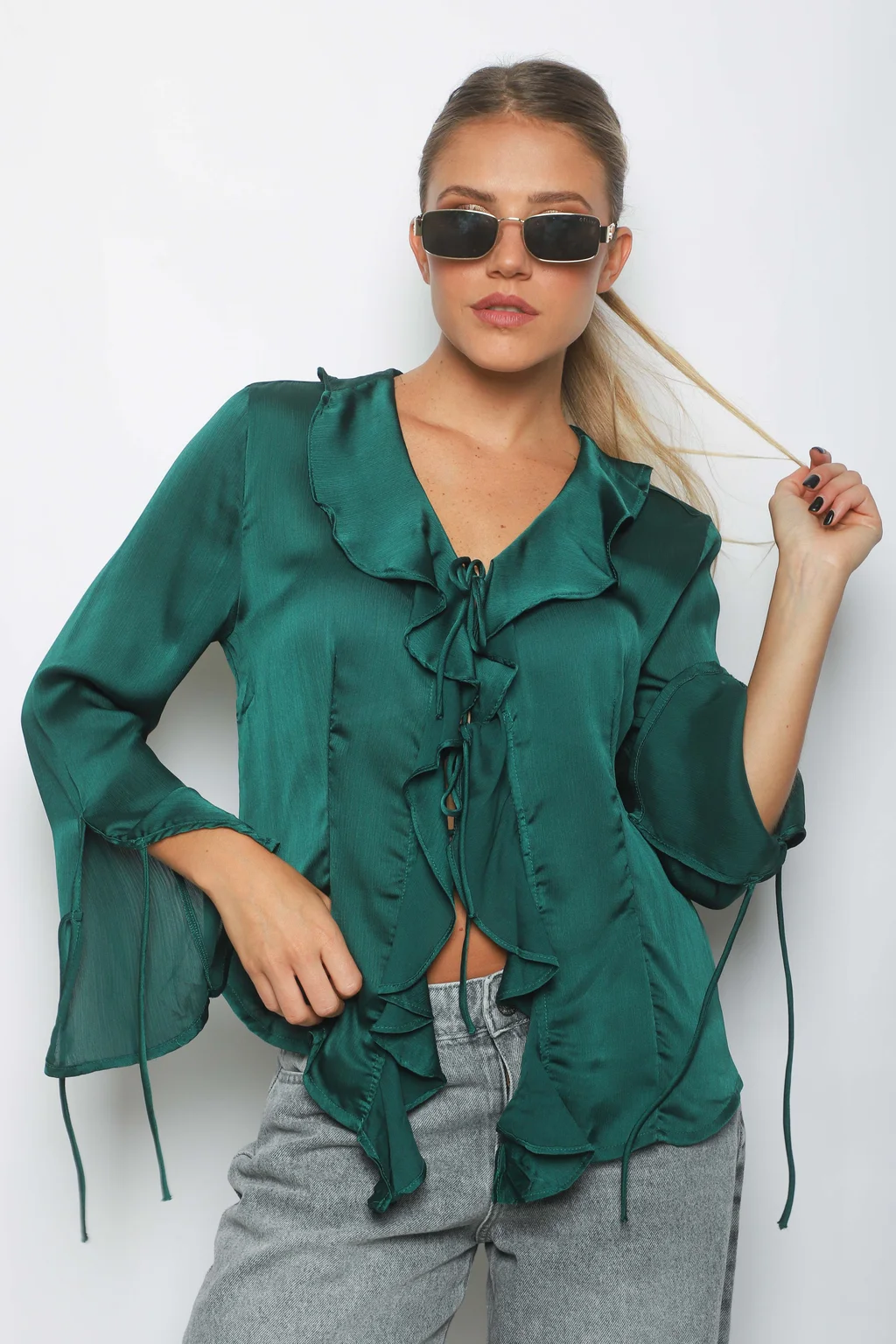 Blusa WENDY SATEN C/Volados GU0343