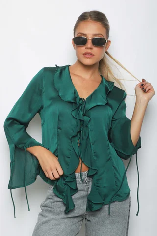 Blusa WENDY SATEN C/Volados GU0343 - Vista 3