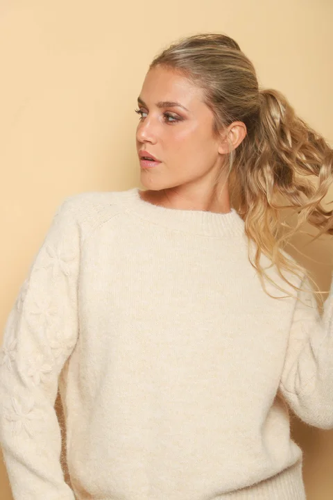 Sweater KRISTAL Mohair bordado FLORES GUL807