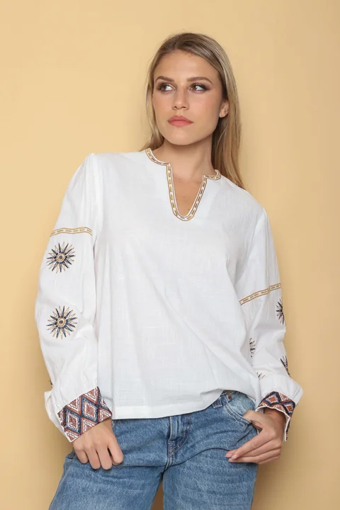 Blusa GATE Lino c/bordado GU0554
