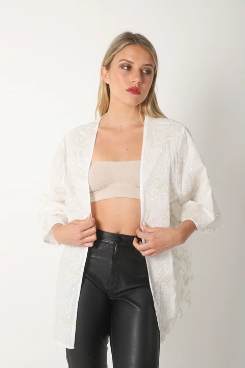 Kimono VAPARAISO de Lino Bordado GU5175