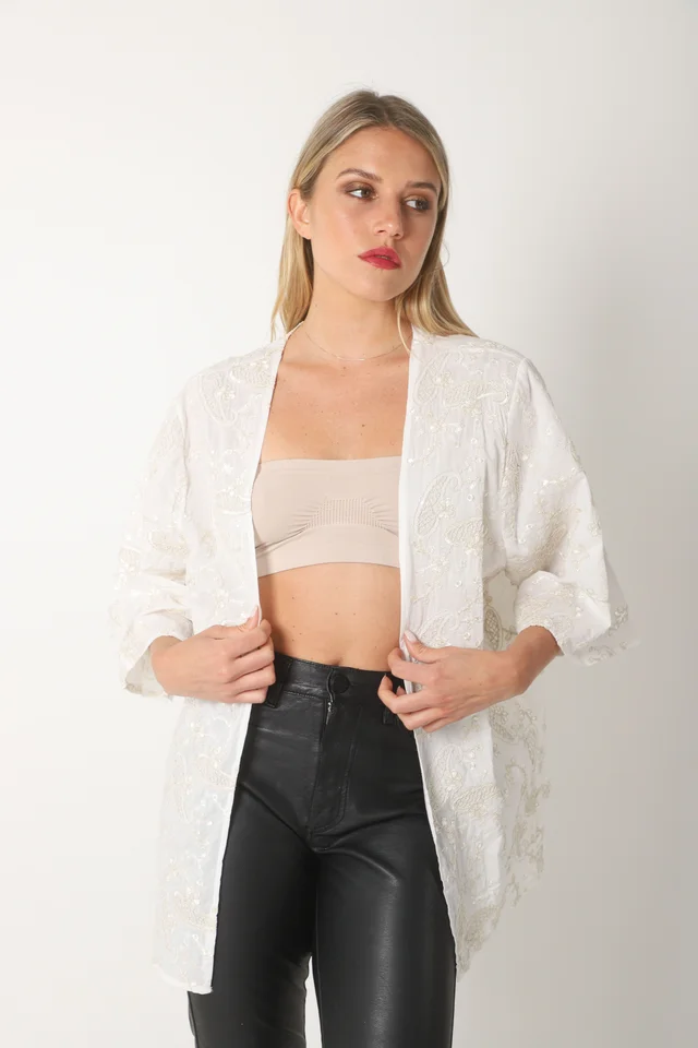 Kimono VAPARAISO de Lino Bordado GU5175