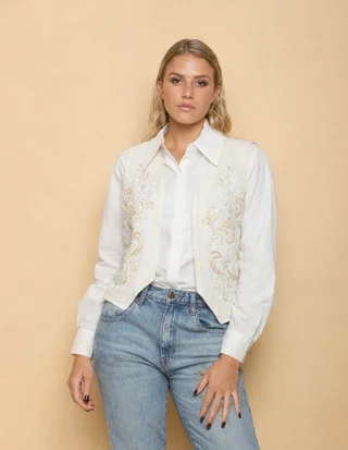 Chaleco LAMA Lino Bordado GU5937 - Vista 3