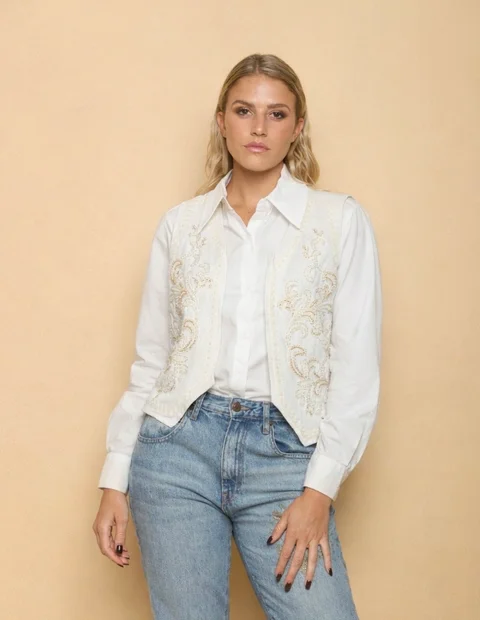 Chaleco LAMA Lino Bordado GU5937