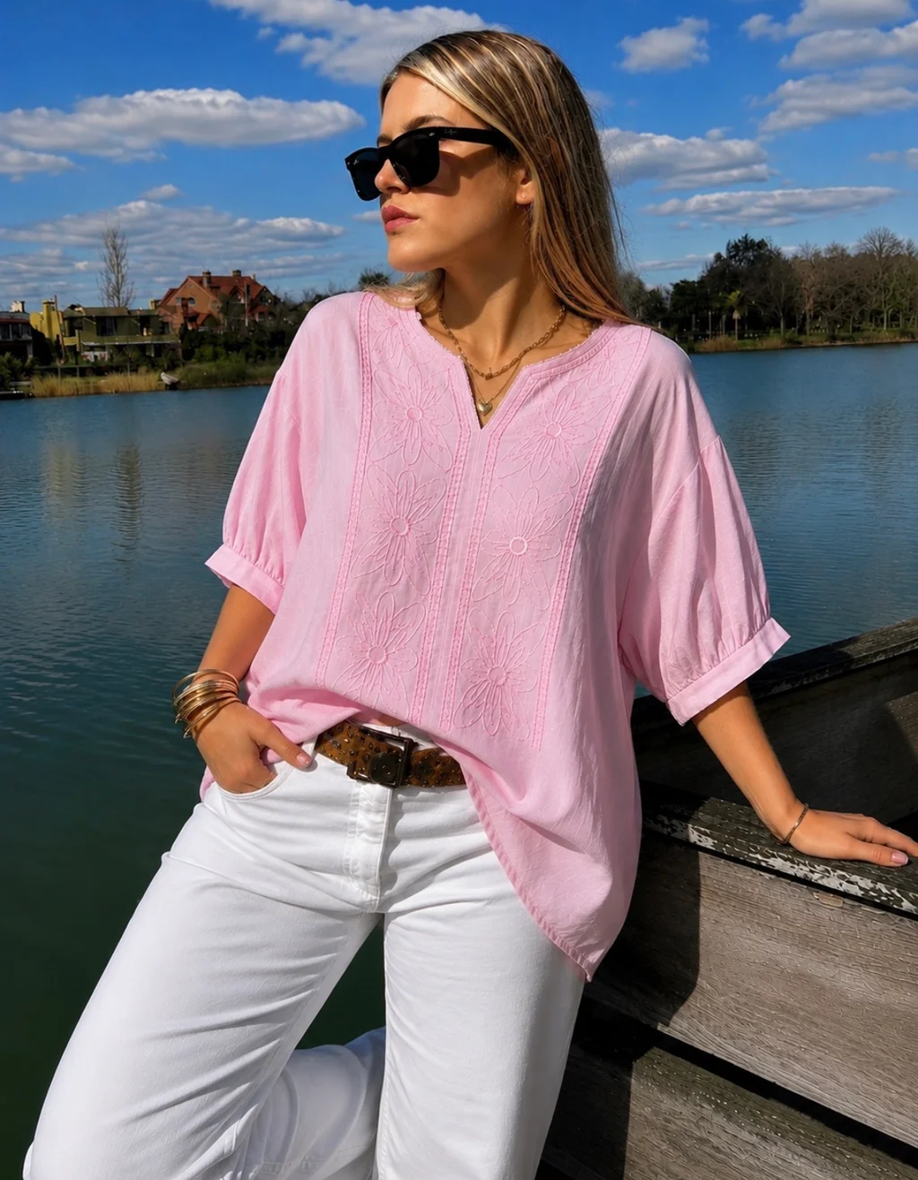 Blusa GANHA de Lino c/Bordado GU0326