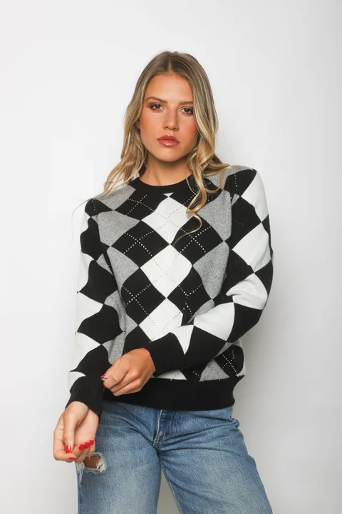 Sweater LOCH Bremer Rombo con Strass GUL840