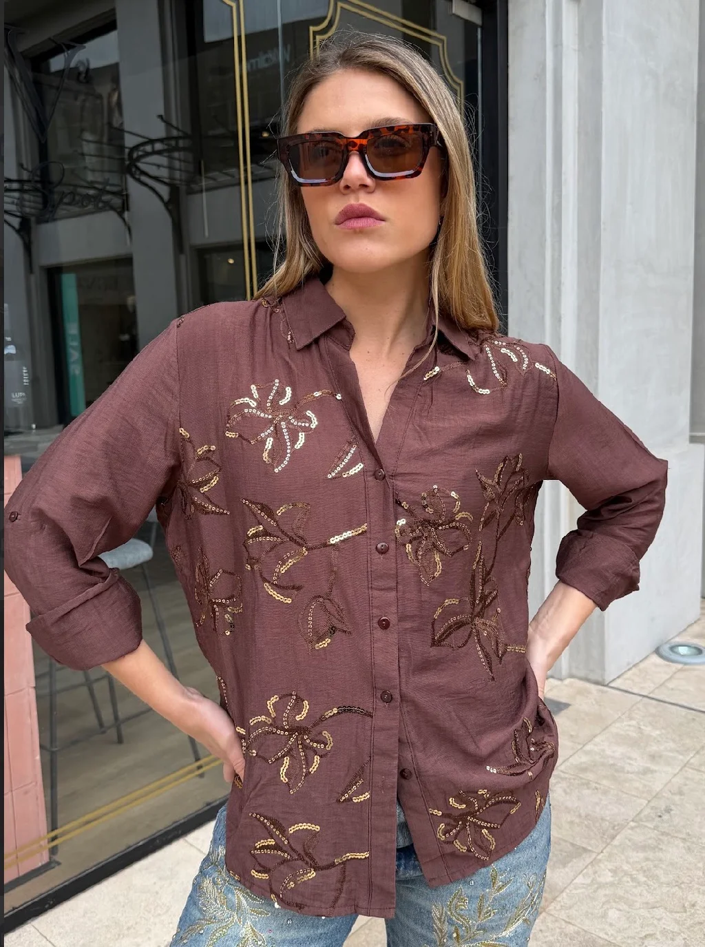 Camisa ALISON de LINO Bordada GU70280