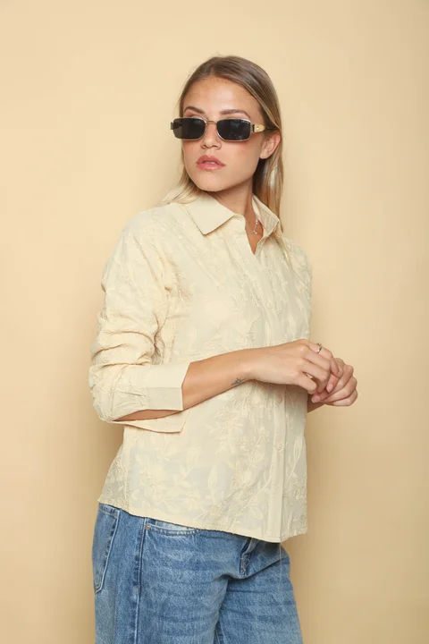 Camisa FINI FLOREADA con Hojas Bordadas GUK70227