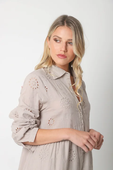 Vestido Camisero SIMONA Broderie Bordado GU4667