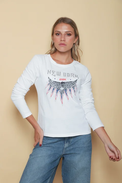 Remera NEW YORK c/strass GUK70035