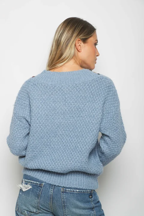 Sweater LUXE Escote V con Piedras de Colores GU81330