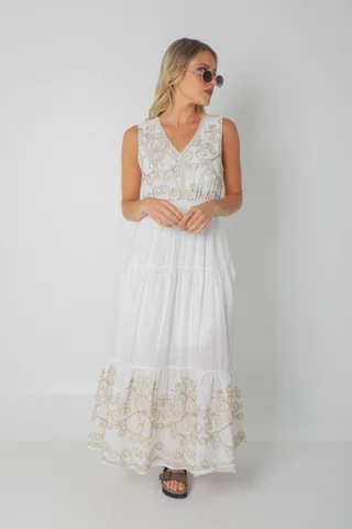 Vestido SOFIA de Lino c/Bordado GU250112 - Vista 2