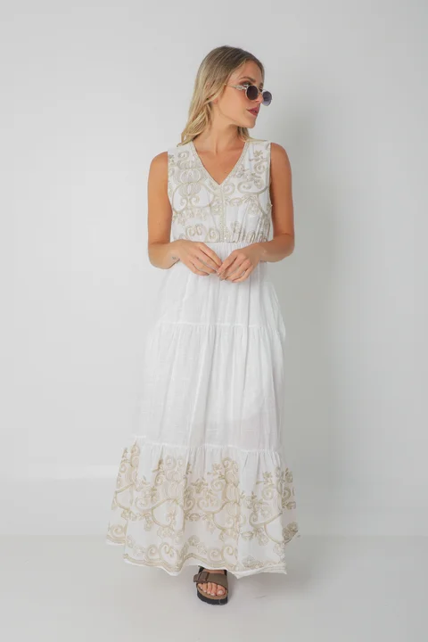 Vestido SOFIA de Lino c/Bordado GU250112