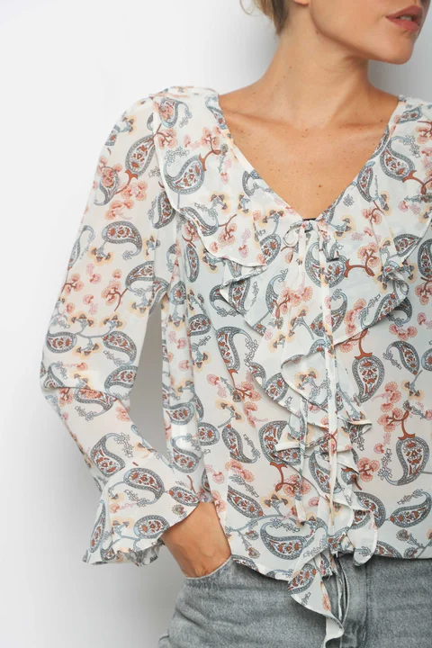 Blusa SOFIA Gasa c/ Volados GU59