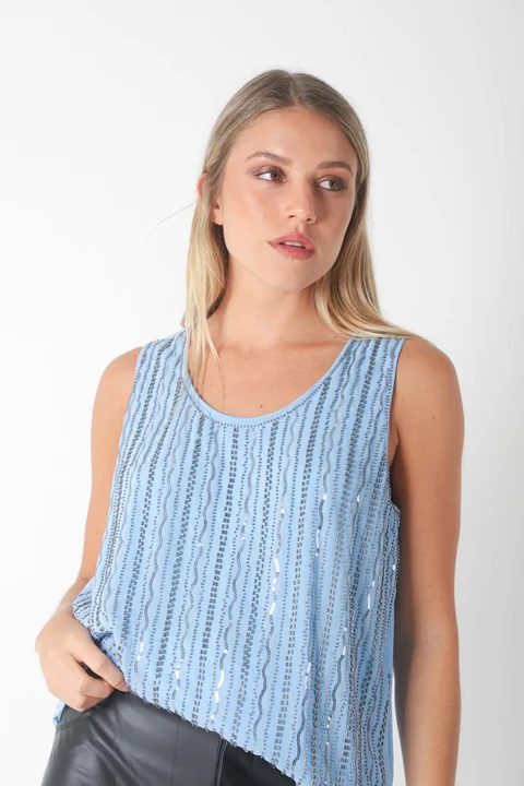 Musculosa SAREE Forrada con Lentejuelas GU70129