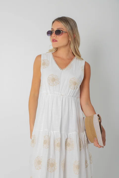 Vestido TULUM Bordado Guardas GU250113