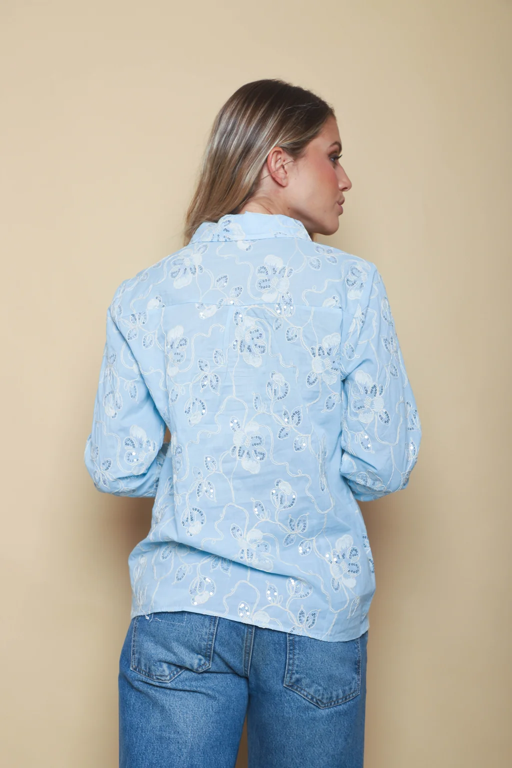 Camisa MISS  Flores Bordadas y Lentejuelas GU5195