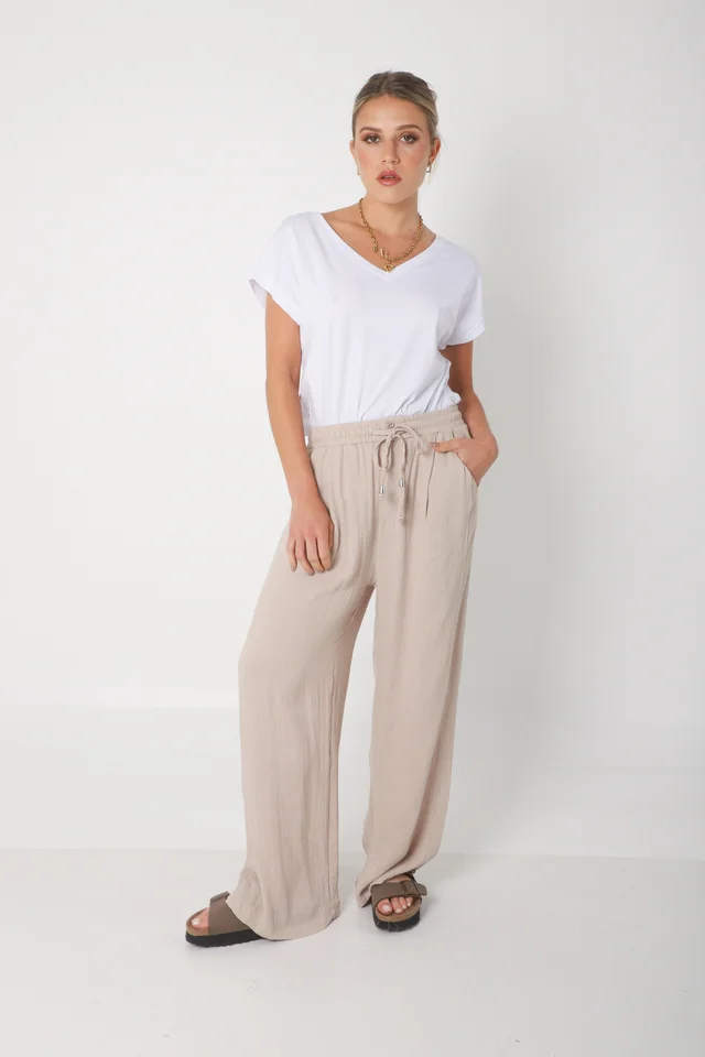 Pantalón MARE de Lino con  Tiras Bolsillos GU0332