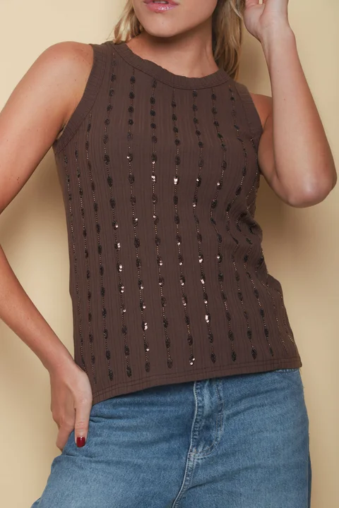 Musculosa BELHER Bordada Lentejuelas GU5215