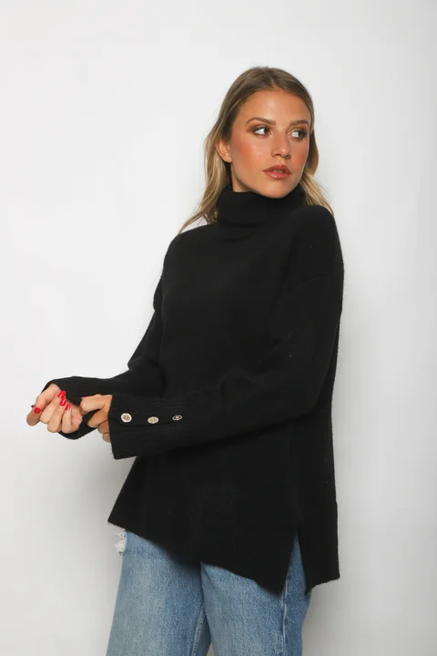 Poleron DANUBIO tejido grueso con Botones GUL836