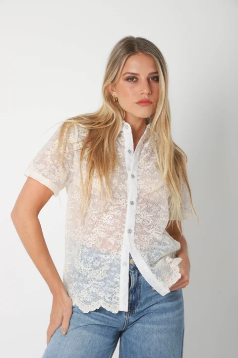 Camisa NARA c/ Lentejuelas Bordada GU5169