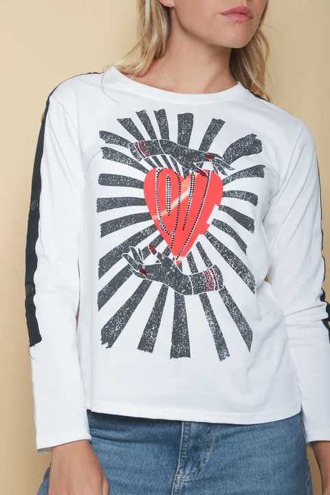 Remera Manga Larga Kotao c/ Botones en Mangas GU5124