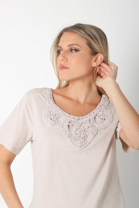 Remera JAZMIN Crochet y Piedras GUK70148