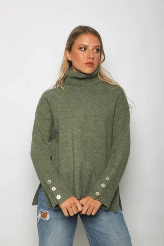 Poleron DANUBIO tejido grueso con Botones GUL836 - Vista 3