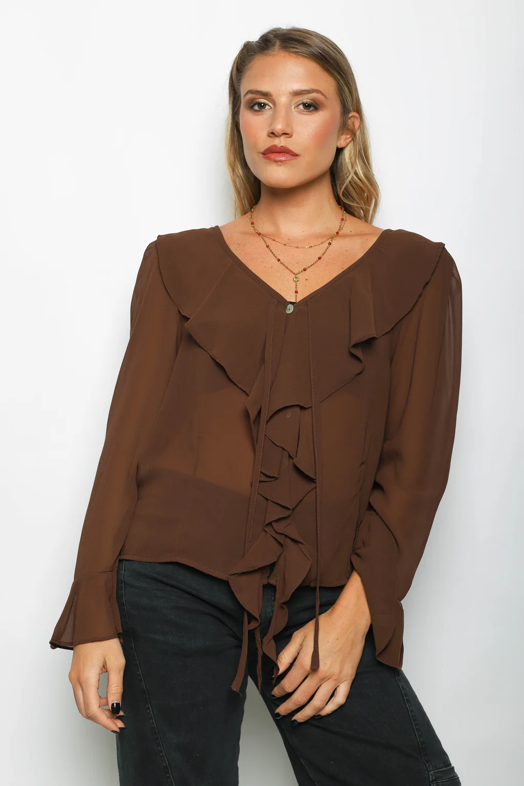 Blusa TITA Gasa c/Volados GUV60