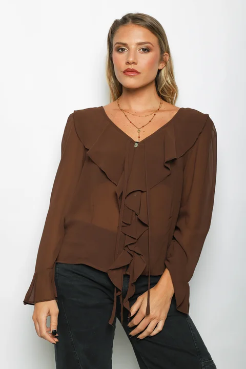 Blusa TITA Gasa c/Volados GUV60