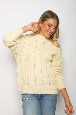 Polera Lupe Trenzada con EncajeGU122268 - Vista 1