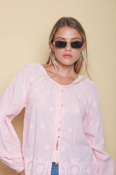 Blusa RONNEY Bordada Con Tiras GU70122