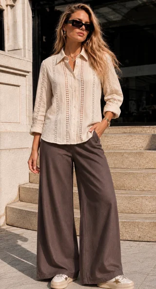 Maxi Palazo DENIM CHOCO - Vista 3