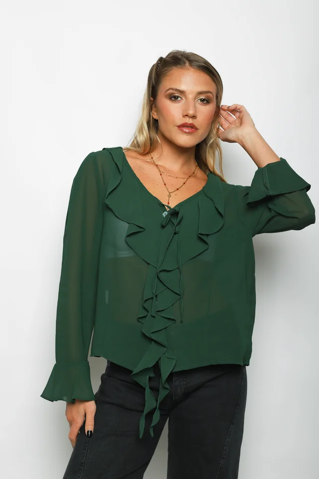 Blusa TITA Gasa c/Volados GUV60