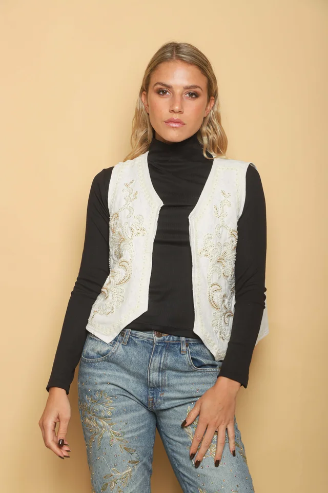 Chaleco LAMA Lino Bordado GU5937