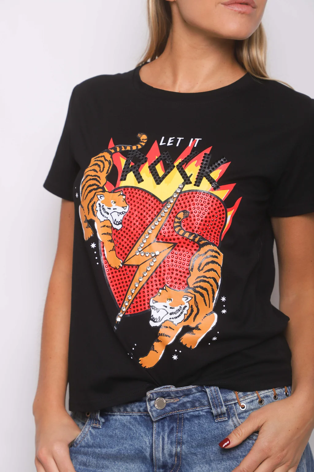 Remera LET IT ROCK c/ Strass GU5123