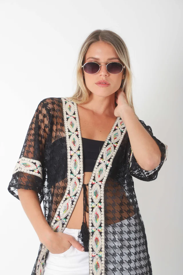 Kimono Encaje Black Munnar GU1469