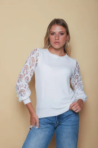Sweater MELROUSE Bremer c/ Guipiur en mangas GUL600 - Vista 1